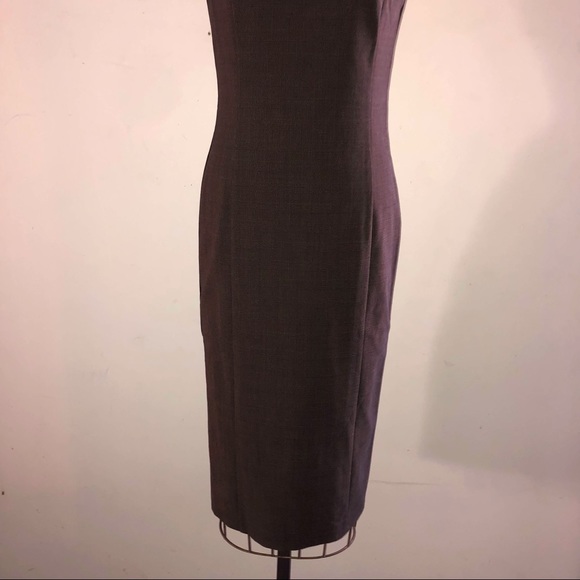 une] Brown Classic Plaid Wool Strapless Sexy Elegance Bodycon Strapless Dress - Picture 3 of 12